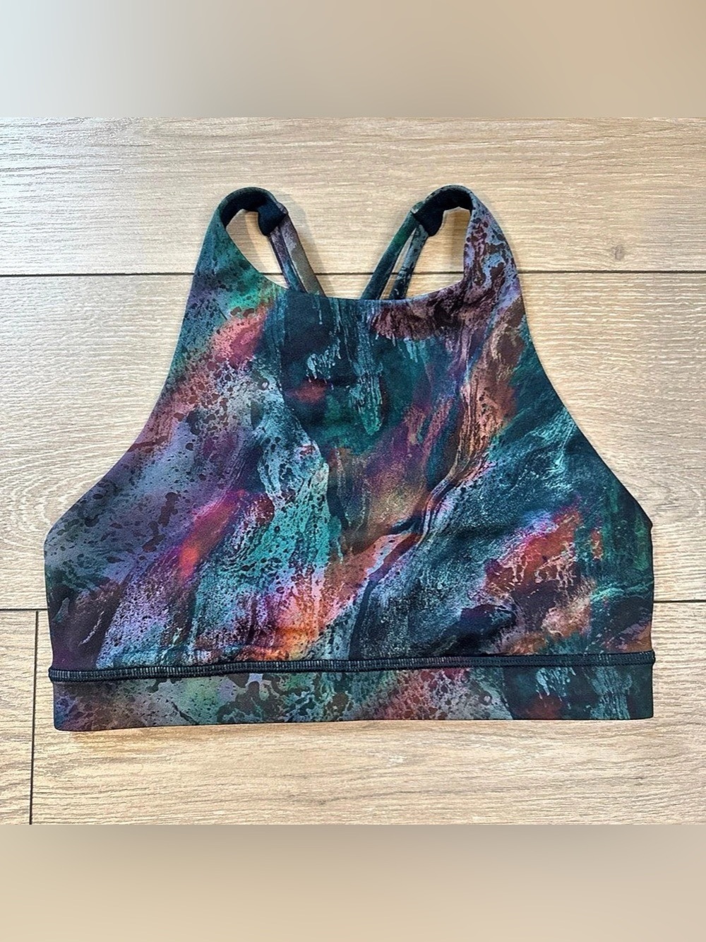 Lululemon Size 6 Energy Bra High Neck Cosmic Shift Multi Color-way Sports Bra